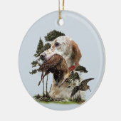 イングリッシュセッター、ウッドコック狩り セラミックオーナメント (左)
