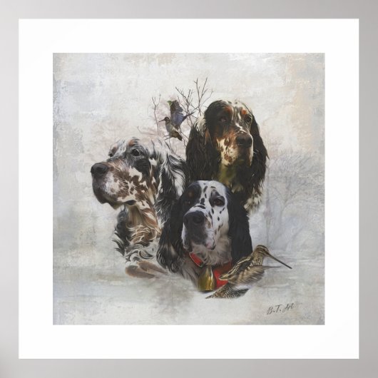 イングリッシュセッター、ウッドコック狩り ポスター (正面)