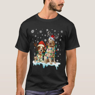 イングリッシュセッター クリスマス ライト サンタ 帽子 トナカイ Tシャツ