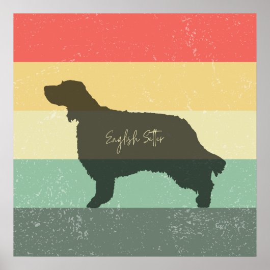 イングリッシュセッター – レトロサンセット – Wall Art ポスター (正面)