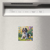 イングリッシュセッター 犬 春の花 絵画 マグネット (インサイチュ (食洗機))