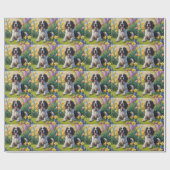 イングリッシュセッター 犬 春の花 絵画 ラッピングペーパー (フラット)