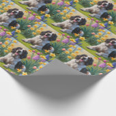 イングリッシュセッター 犬 春の花 絵画 ラッピングペーパー (角)