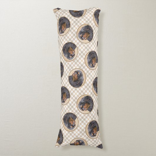 イングリッシュトイ絵を描ースパニエル犬キングチャールズドッグアート ボディピロー (正面縦)