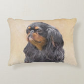 イングリッシュトイ絵画ースパニエル犬オリジナルアニマルアート アクセントクッション (正面)