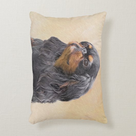イングリッシュトイ絵画ースパニエル犬オリジナルアニマルアート アクセントクッション (正面(垂直))
