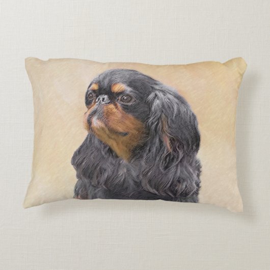 イングリッシュトイ絵画ースパニエル犬オリジナルアニマルアート アクセントクッション (裏面)