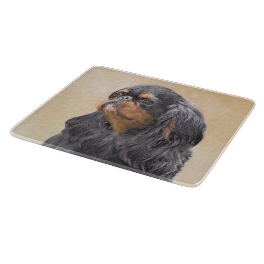 イングリッシュトイ絵画ースパニエル犬オリジナルアニマルアート カッティングボード (角)