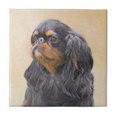 イングリッシュトイ絵画ースパニエル犬オリジナルアニマルアート タイル (正面)