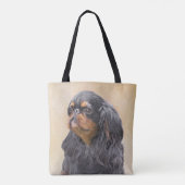 イングリッシュトイ絵画ースパニエル犬オリジナルアニマルアート トートバッグ (裏面)