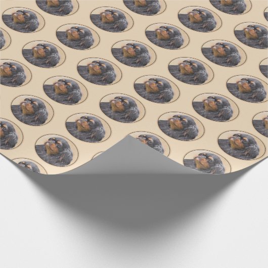 イングリッシュトイ絵画ースパニエル犬オリジナルアニマルアート ラッピングペーパー (角)