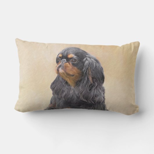 イングリッシュトイ絵画ースパニエル犬オリジナルアニマルアート ランバークッション (裏面)