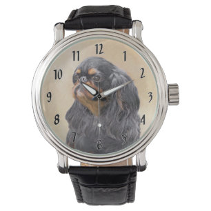 イングリッシュトイ絵画ースパニエル犬オリジナルアニマルアート 腕時計