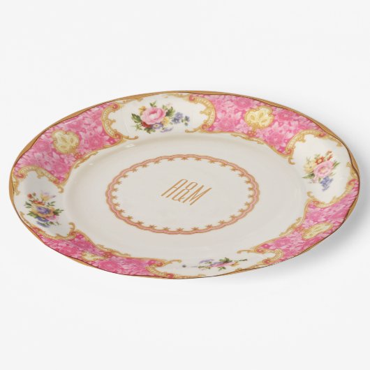 イングリッシュバラガーデンパーティーハイティー招待状 ペーパープレート (アングル)