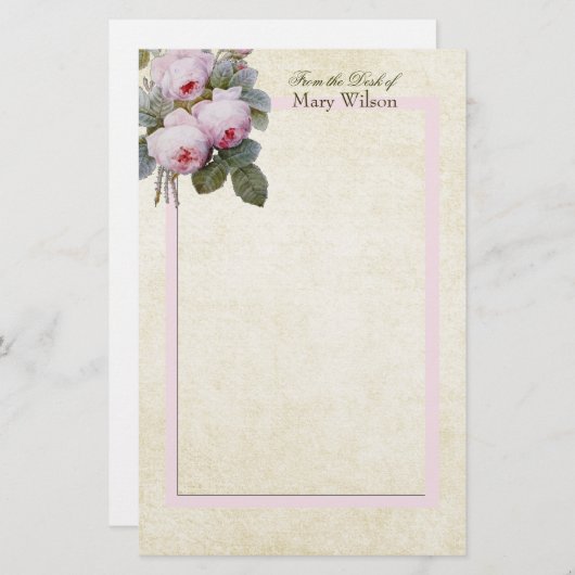 イングリッシュバーボンバラブーケカスタムパーソナライズされた 便箋 (正面/裏面)