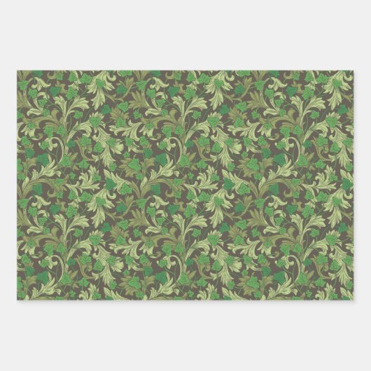 イングリッシュビクトリアンガーデンミックスヴィンテージ紫ツタ ラッピングペーパーシート (正面)