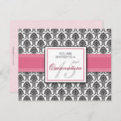 イングリッシュピンクローズダマスクキンセアニェラ招待状 招待状 (正面/裏面)