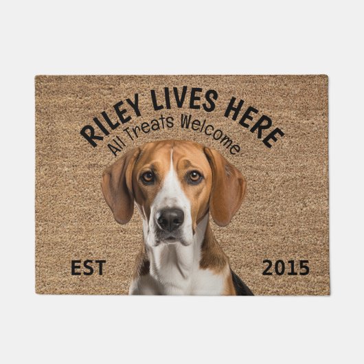 イングリッシュフォックスハウンドパーソナライズされたペット ドアマット (正面)