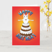 イングリッシュブルテリア – ケーキ – ハッピーバースデー カード (黄色い花)