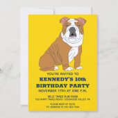 イングリッシュブルドッグイラストレーションカスタムバースデーパーティー 招待状 (正面)