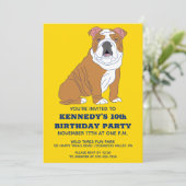 イングリッシュブルドッグイラストレーションカスタムバースデーパーティー 招待状 (スタンド正面)