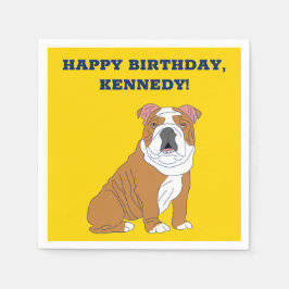 イングリッシュブルドッグイラストレーションパーソナライズされたパーティー スタンダードカクテルナプキン