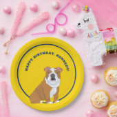 イングリッシュブルドッグイラストレーションパーソナライズされたパーティー ペーパープレート (パーティー)