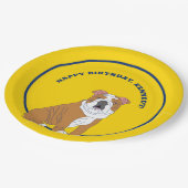 イングリッシュブルドッグイラストレーションパーソナライズされたパーティー ペーパープレート (アングル)