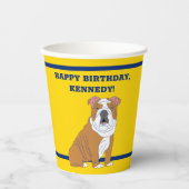 イングリッシュブルドッグイラストレーションパーソナライズされたパーティー 紙コップ (正面)