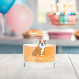 イングリッシュブルドッグイラストレーション パーソナライズされた ウイスキーグラス