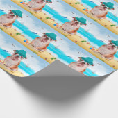 イングリッシュブルドッグオンビーチ ラッピングペーパー (角)