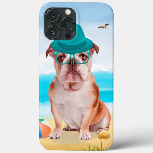 イングリッシュブルドッグオンビーチ Case-Mate iPhoneケース (裏面)