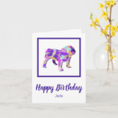 イングリッシュブルドッグキュートペットシルエットPPY&B誕生日 カード (黄色い花)