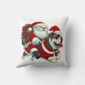 イングリッシュブルドッグサンタクリスマスツリーライトクリスマス クッション (裏面)