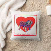 イングリッシュブルドッグシルエット赤いハート母の日 クッション (ブランケット)