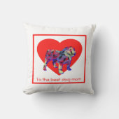 イングリッシュブルドッグシルエット赤いハート母の日 クッション (正面)