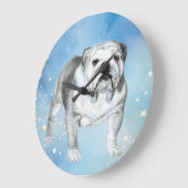 イングリッシュブルドッグスケッチ ラージ壁時計 (傾斜)