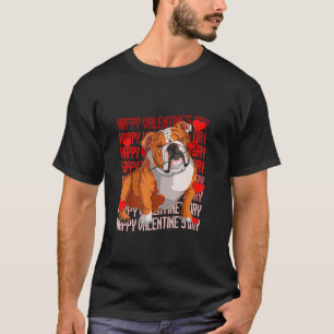 イングリッシュブルドッグドッグ赤いハートハッピーヴァレンティネス Tシャツ