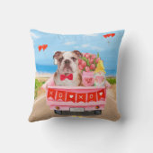 イングリッシュブルドッグバレンタインデートラックハート クッション (裏面)