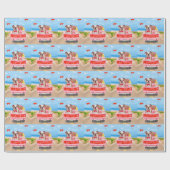 イングリッシュブルドッグバレンタインデートラックハート ラッピングペーパー (フラット)