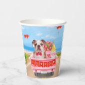 イングリッシュブルドッグバレンタインデートラックハート 紙コップ (裏面)