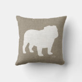 イングリッシュブルドッグフェイクシルエットリネンドッグ恋人 クッション (裏面)
