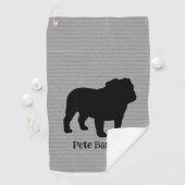 イングリッシュブルドッグブリードシルエットカスタム文字 ゴルフタオル (インサイチュ)