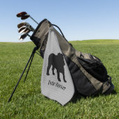 イングリッシュブルドッグブリードシルエットカスタム文字 ゴルフタオル (グリーン)