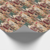 イングリッシュブルドッグホリデーベーキング:フェスティバルクリスマス ラッピングペーパー (角)