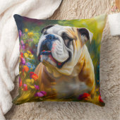 イングリッシュブルドッグポートレート印象派スタイル クッション (ブランケット)