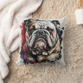 イングリッシュブルドッグポートレート絵を描アニマルズペットドッグ クッション (ブランケット)