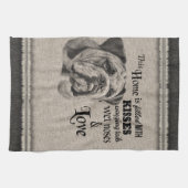 イングリッシュブルドッグヴィンテージポートレートかわいい引用文 キッチンタオル (横)