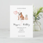 イングリッシュブルドッグ誕生日招待状 – ガール 招待状 (スタンド正面)