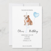 イングリッシュブルドッグ誕生日招待状 – 少年 招待状 (正面)